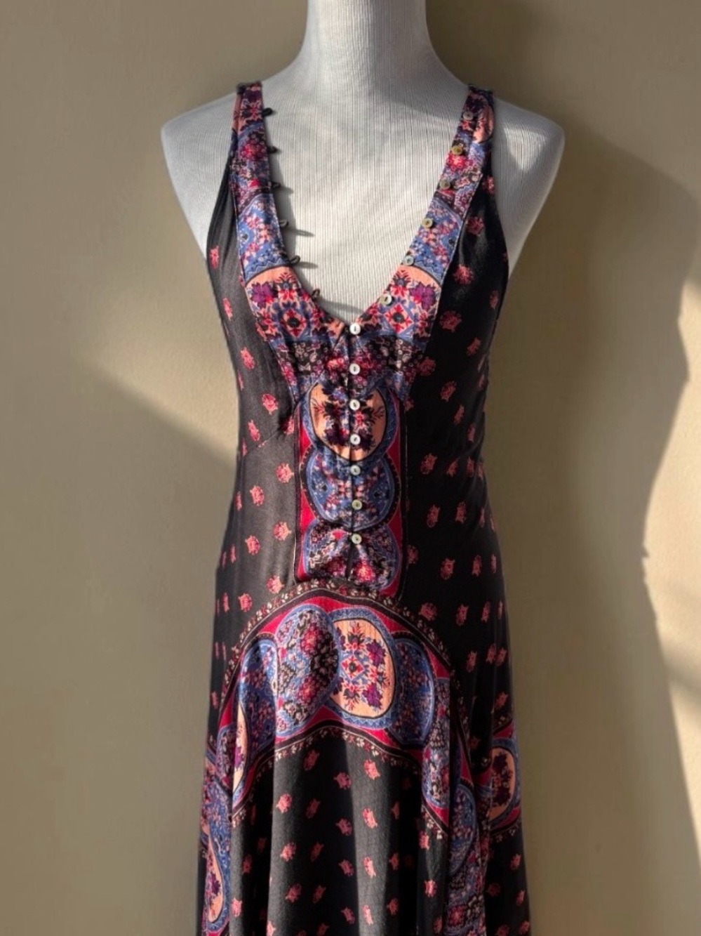 Free People Intimately Faithfully Yours Black Paisley-Panel High-Low Maxi Dress - Picture 4 of 15
